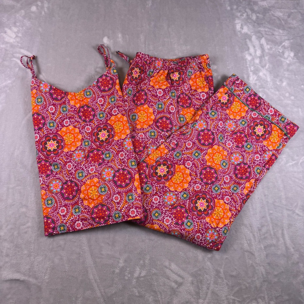 Bed Head PJs Womens 3X Organic Cotton Paisley Mandala Pajama Set Pink Orange